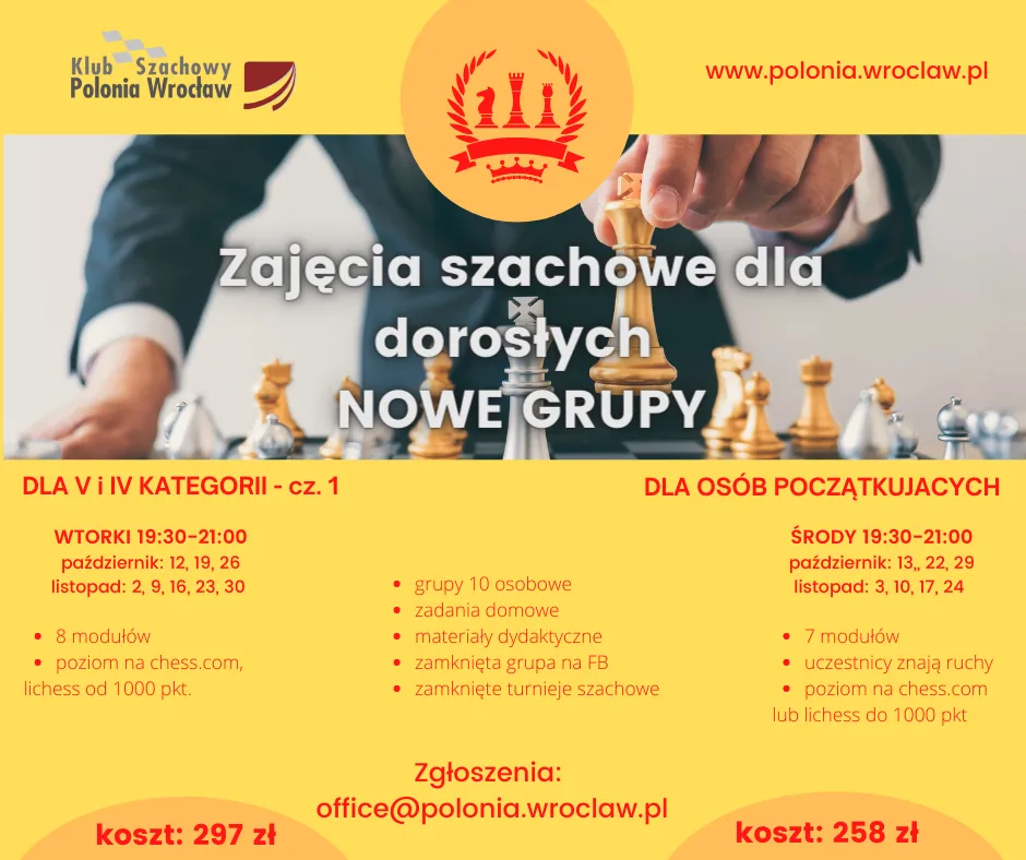 Zajęcia szachowe dla dorosłych - NOWE GRUPY