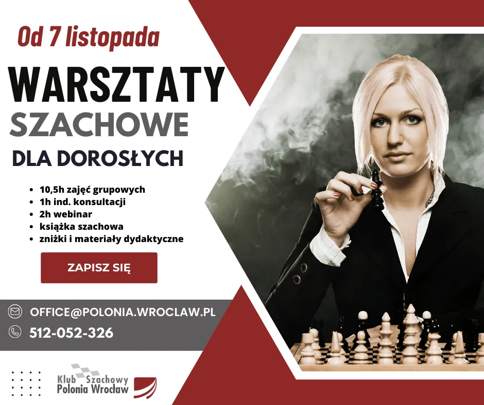 Od 7 listopada nowe ZAJĘCIA SZACHOWE DLA DOROSŁYCH